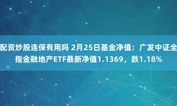 配资炒股连保有用吗 2月25日基金净值：广发中证全指金融地产ETF最新净值1.1369，跌1.18%